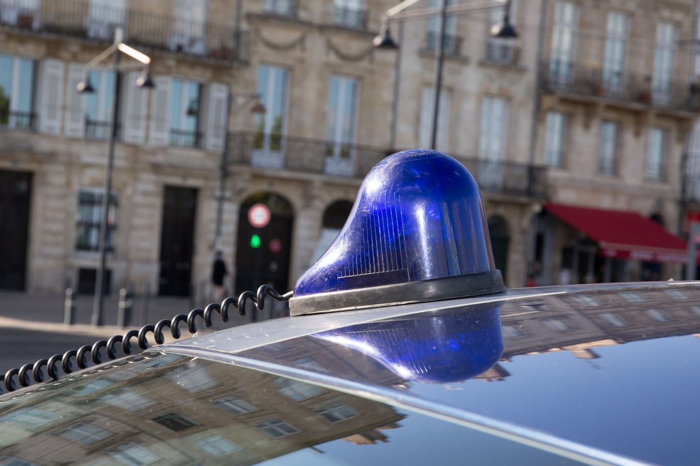 Siren on Police car in Paris. France