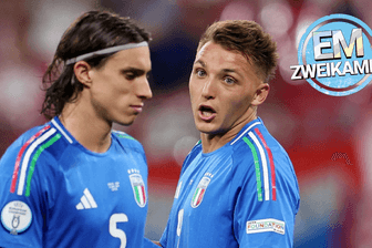 Riccardo Calafiori (l.): Der Italiener trumpft bei der EM 2024 groß auf.