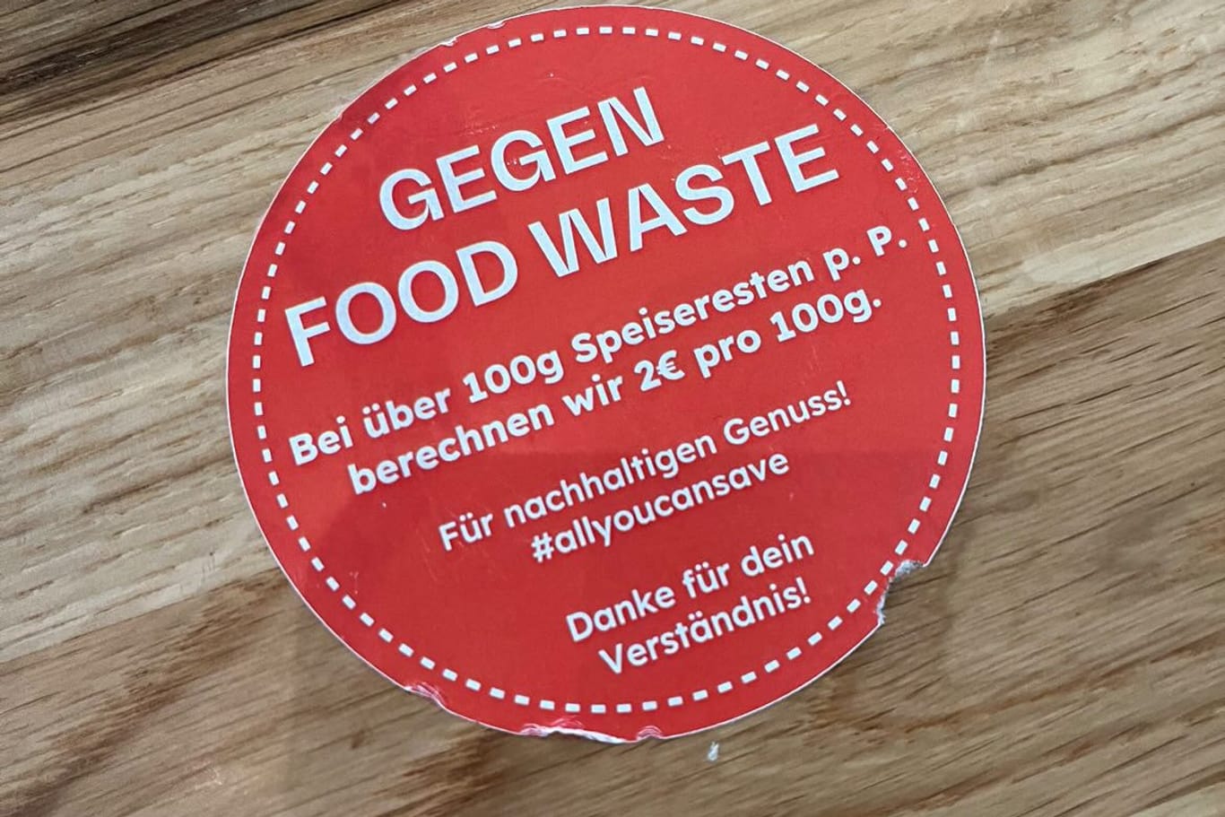 Hinweis gegen Food Waste