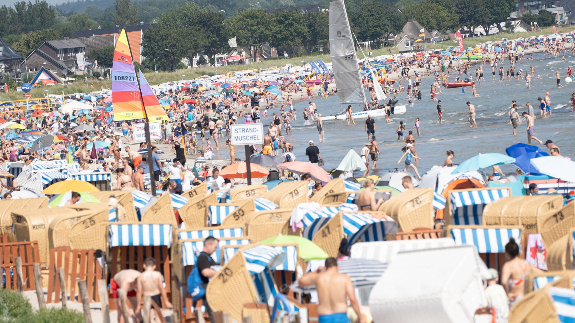 Scharbeutz: Strandurlaub im dichten Gedränge.