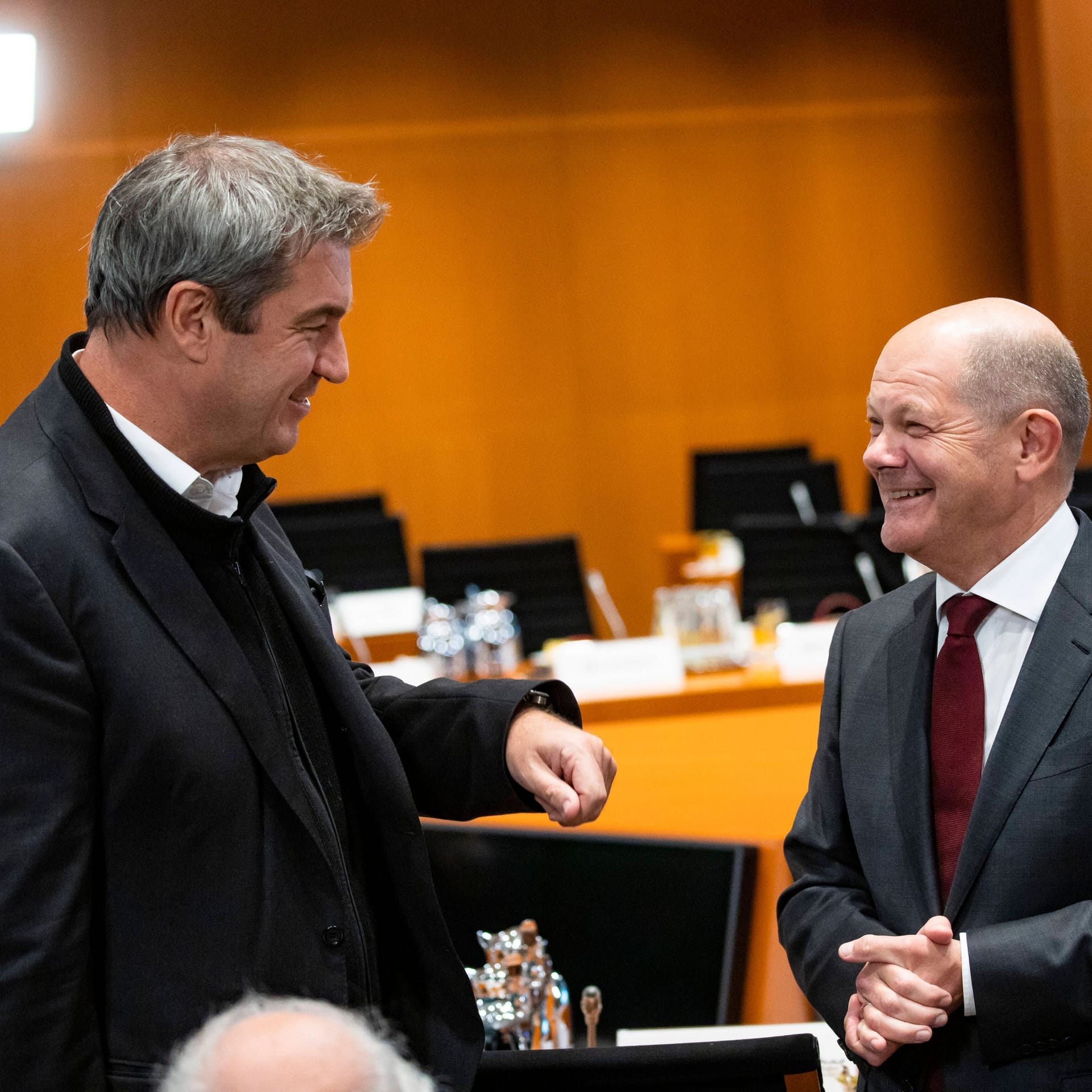 So harmonisch wie es auf diesem Bild scheint, ging es zwischen Markus Söder und Olaf Scholz beileibe nicht immer zu. Unvergessen die Aussage Söders bei einem Streit zwischen den beiden: "Sie müssen jetzt gar nicht so schlumpfig herumgrinsen."