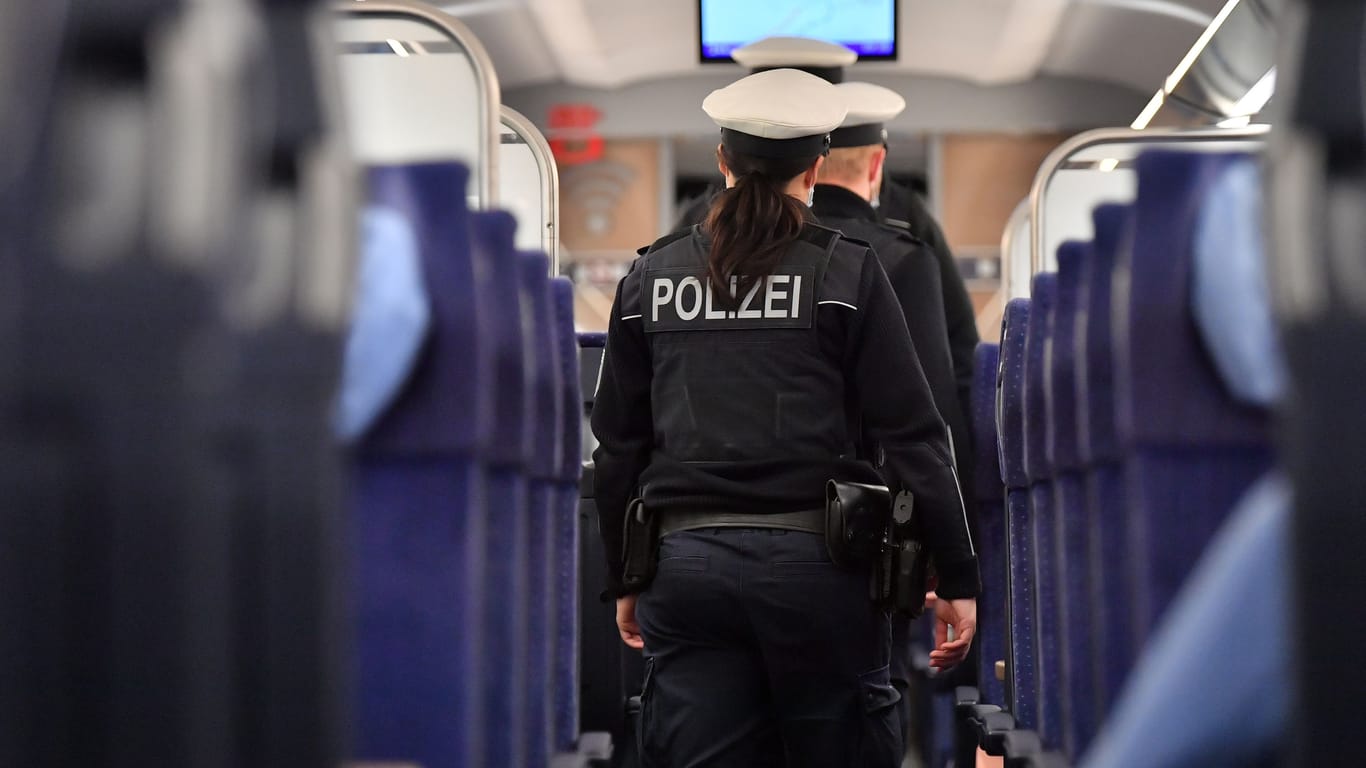 Bundespolizisten in einem Zug (Symbolbild): Die Beamten hatten einiges zu tun.