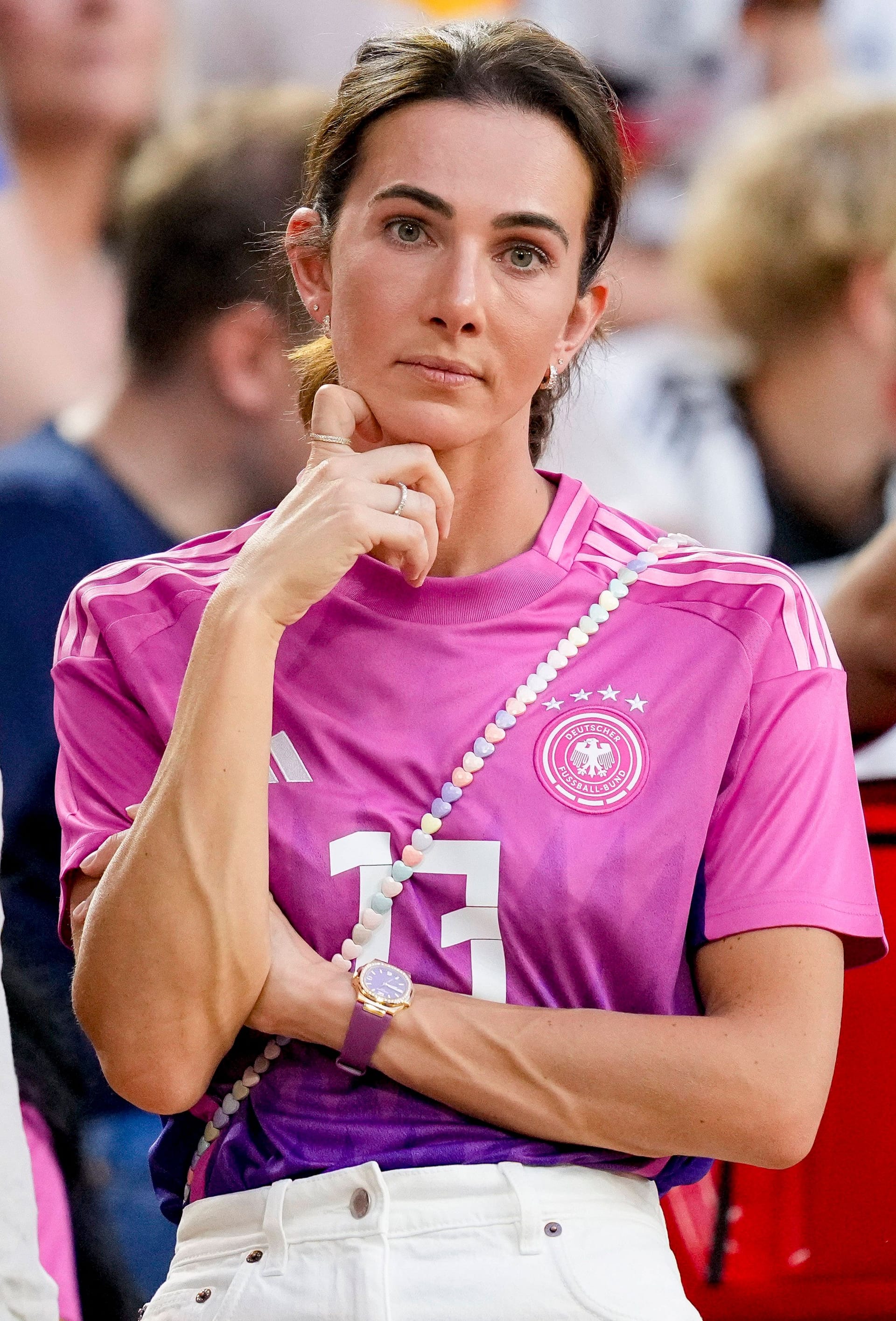 Lisa Müller, die Frau von Thomas Müller, beim Spiel gegen Dänemark.