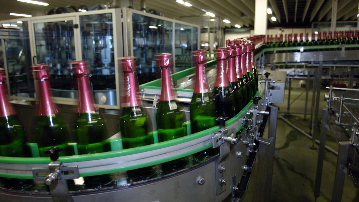 Rotkäppchen-Abfüllanlage in Freyburg: 2020 verkaufte die Kellerei rund 198 Millionen Flaschen Sekt