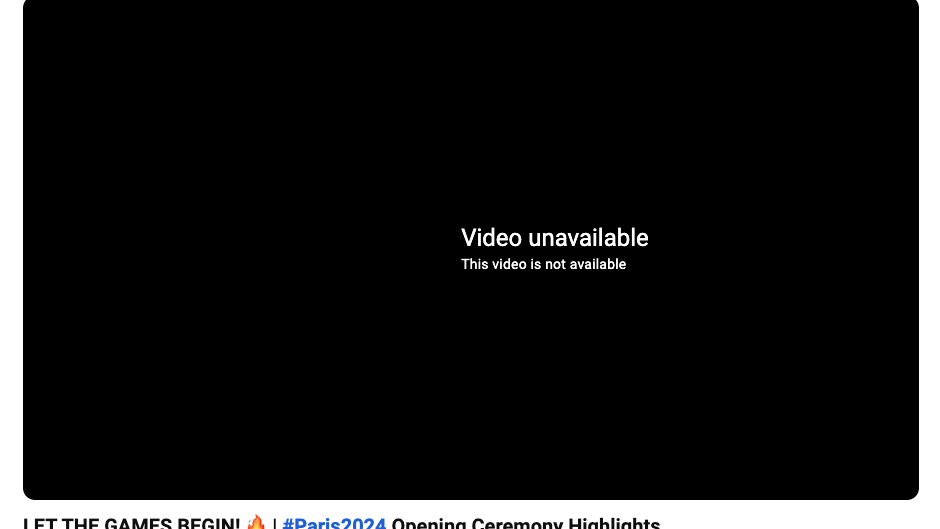 Auf dem Olympics-YouTube Kanal ist eine Zusammenfassung der Eröffnungsfeier nicht mehr verfügbar.