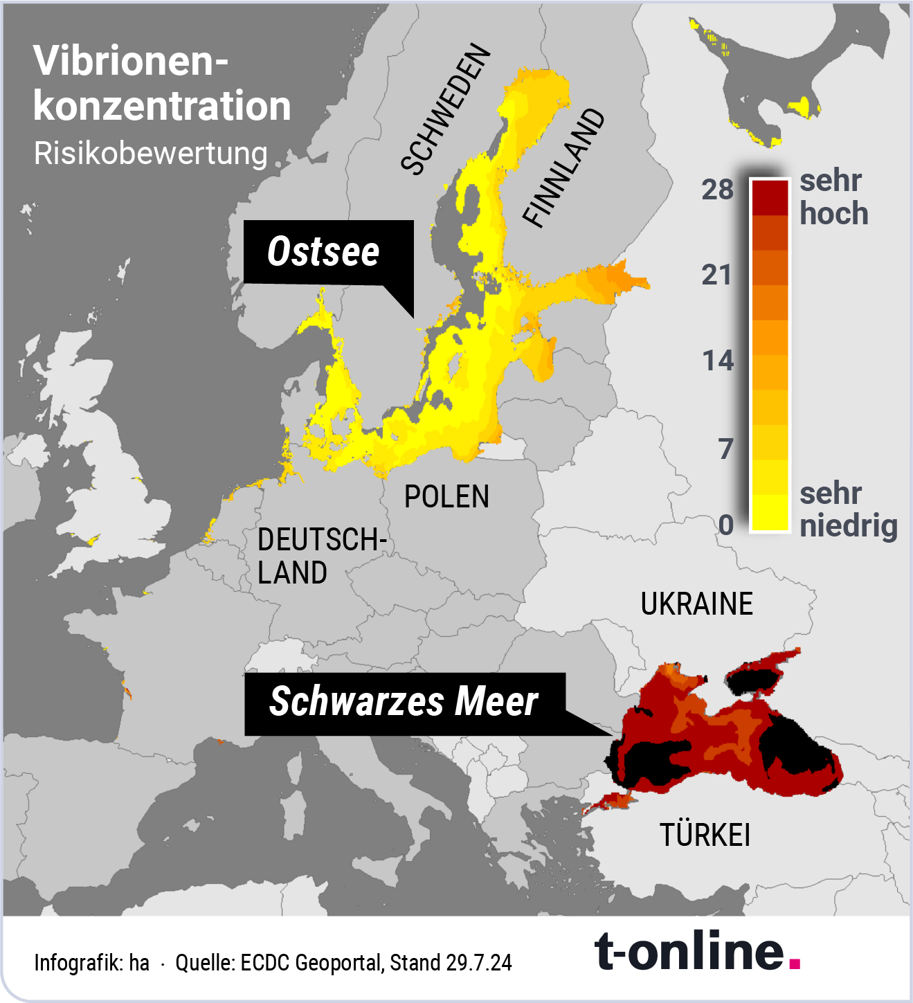 Karte zum Vibrionen-Risiko