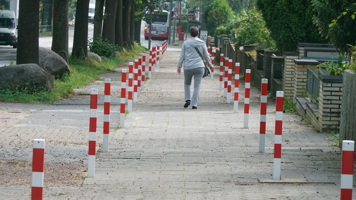 80 Poller an der Zahl: So viele der Metallstangen hat die Stadt zuletzt vor der Elisabeth Lange Schule im Stadtteil Eißendorf aufgestellt.