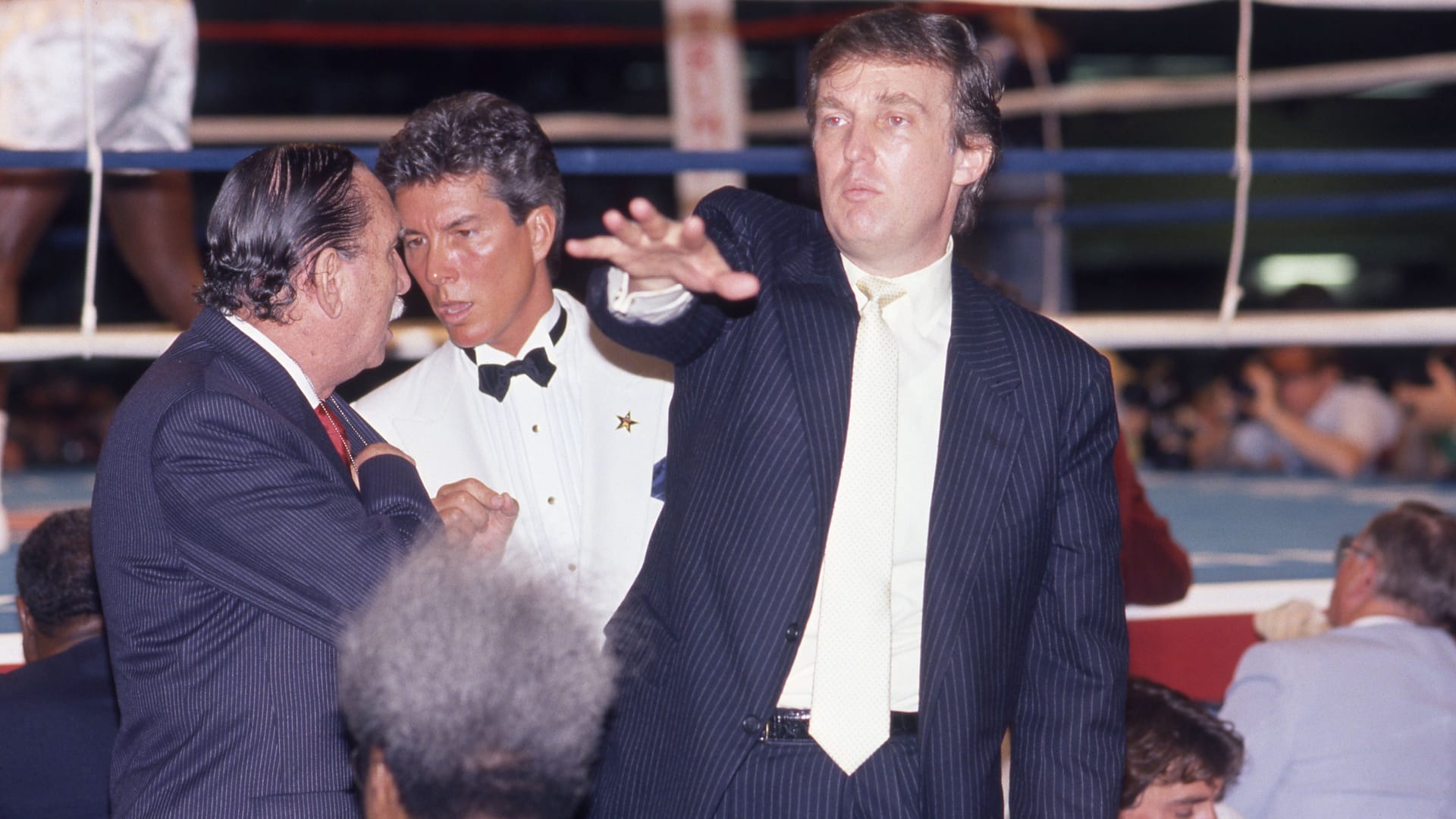 Donald Trump beim Boxkampf zwischen Mike Tyson und Michael Spinks im Juni 1988 in Atlantic City.