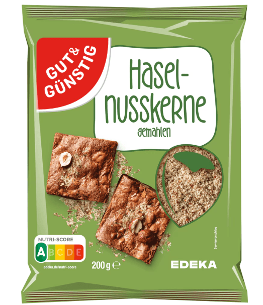 Das betroffene Produkt: Haselnusskerne naturbelassen, gemahlen im 200 Gramm Beutel der Marke "Gut&Günstig", Mindesthaltbarkeitsdatum 28.01.25.