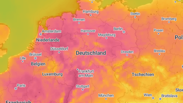 Die Wetterkarte von t-online glüht rot: In einem großen Teil Deutschlands gibt es Höchsttemperaturen.