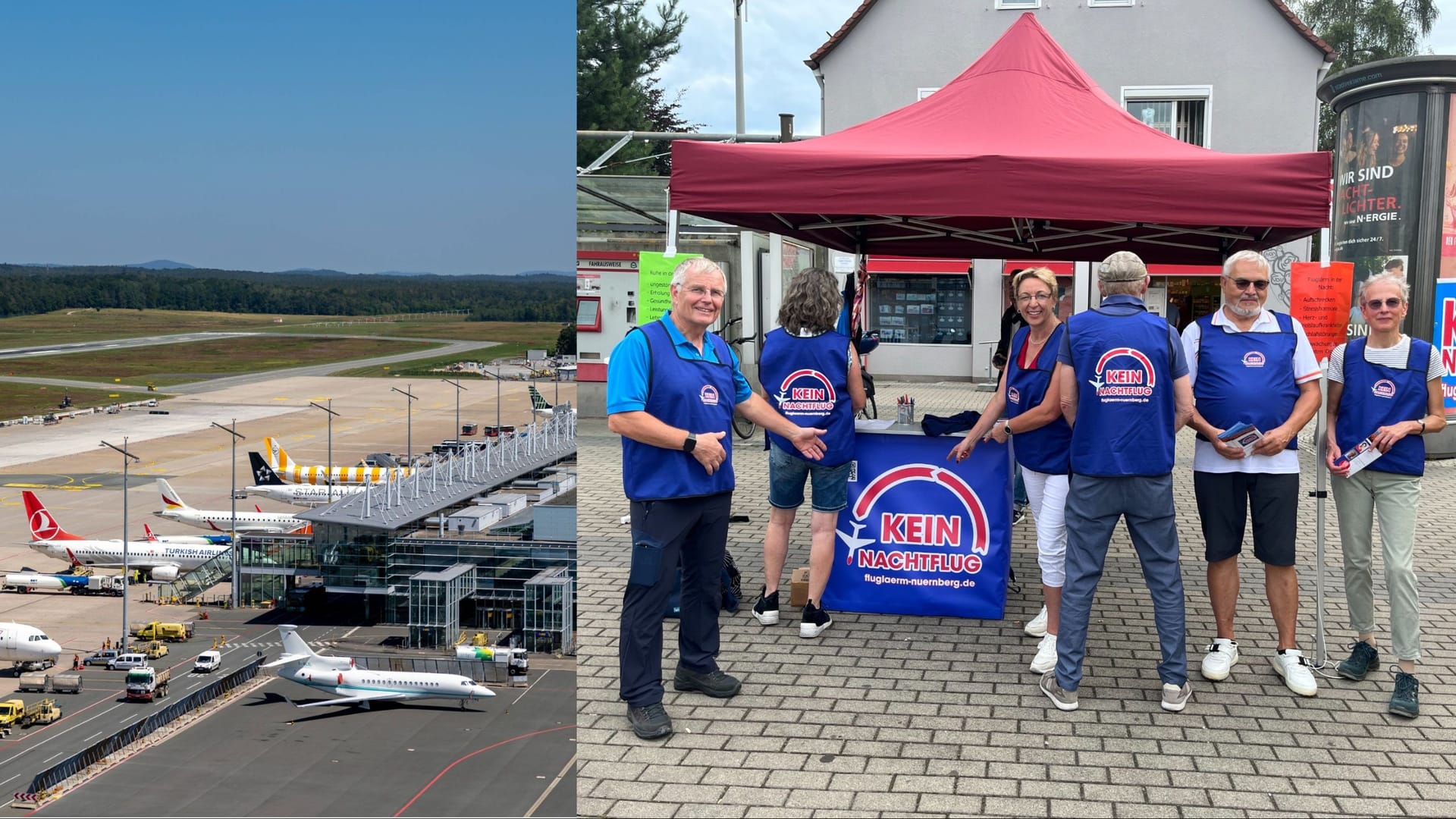 Der Verein "Fluglärm-Schutzgemeinschaft Nürnberg und Umgebung" fordert ein Nachtflugverbot – am Mittwoch kamen sie mit Anwohnern in Ziegelstein ins Gespräch.