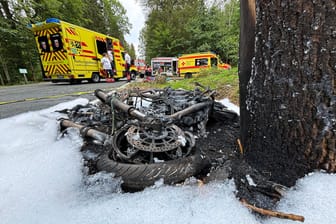 VU Motorrad prallte gegen Baum und brannte aus - 2 Tote