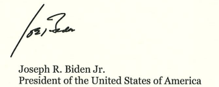 Biden-Unterschrift am 8. Juli: Da schrieb er den Demokraten, er bleibe im Rennen.