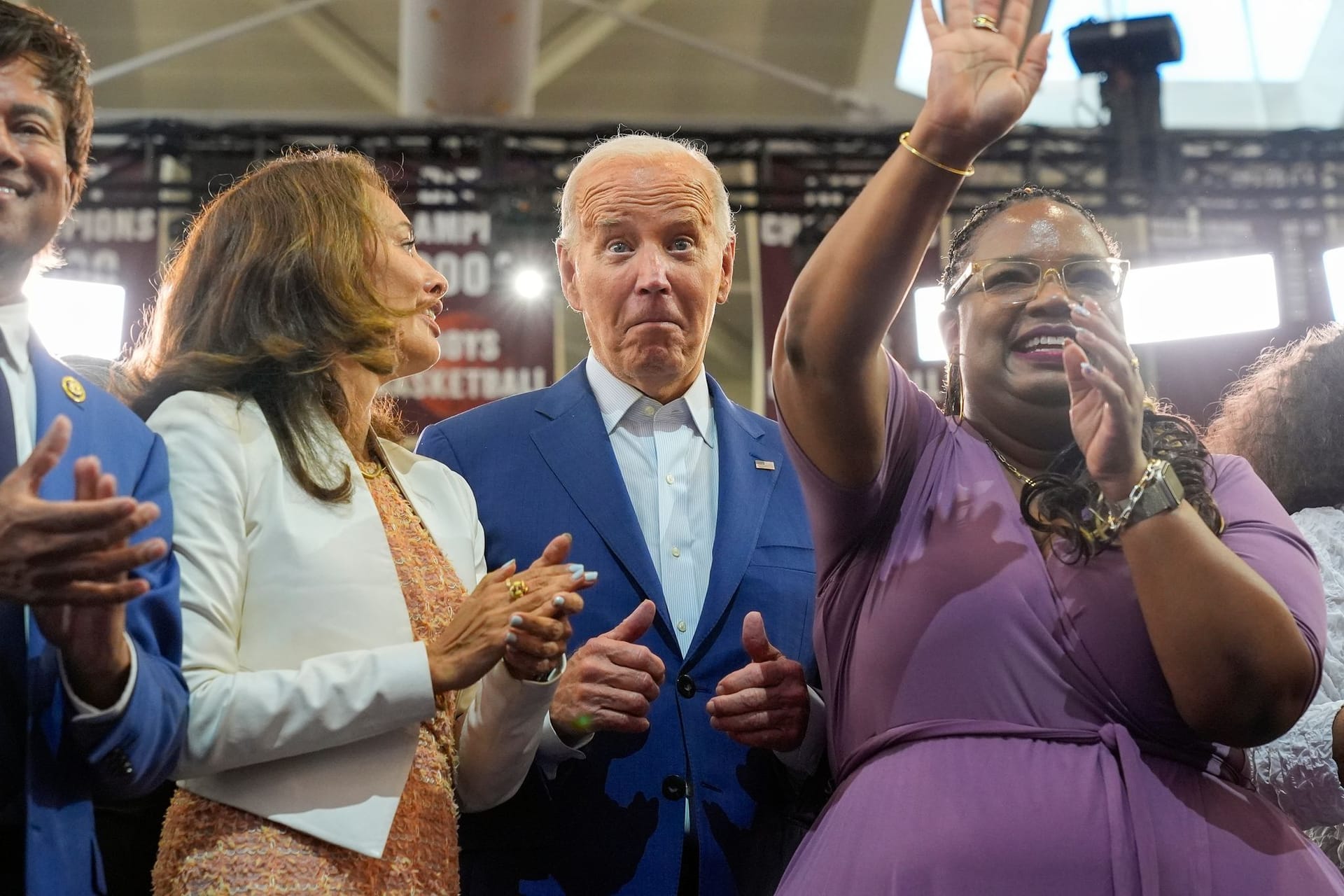 Erstaunt: Joe Biden bei einer Wahlkampfveranstaltung in Detroit.