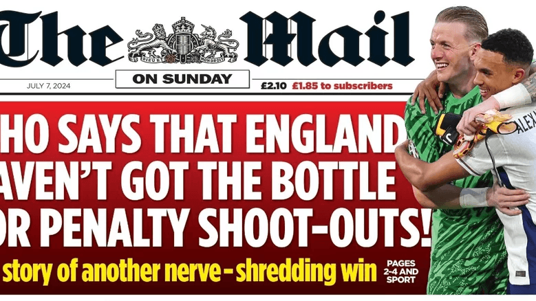 Auf der Titelseite der Daily Mail wird die englische Mannschaft bejubelt.