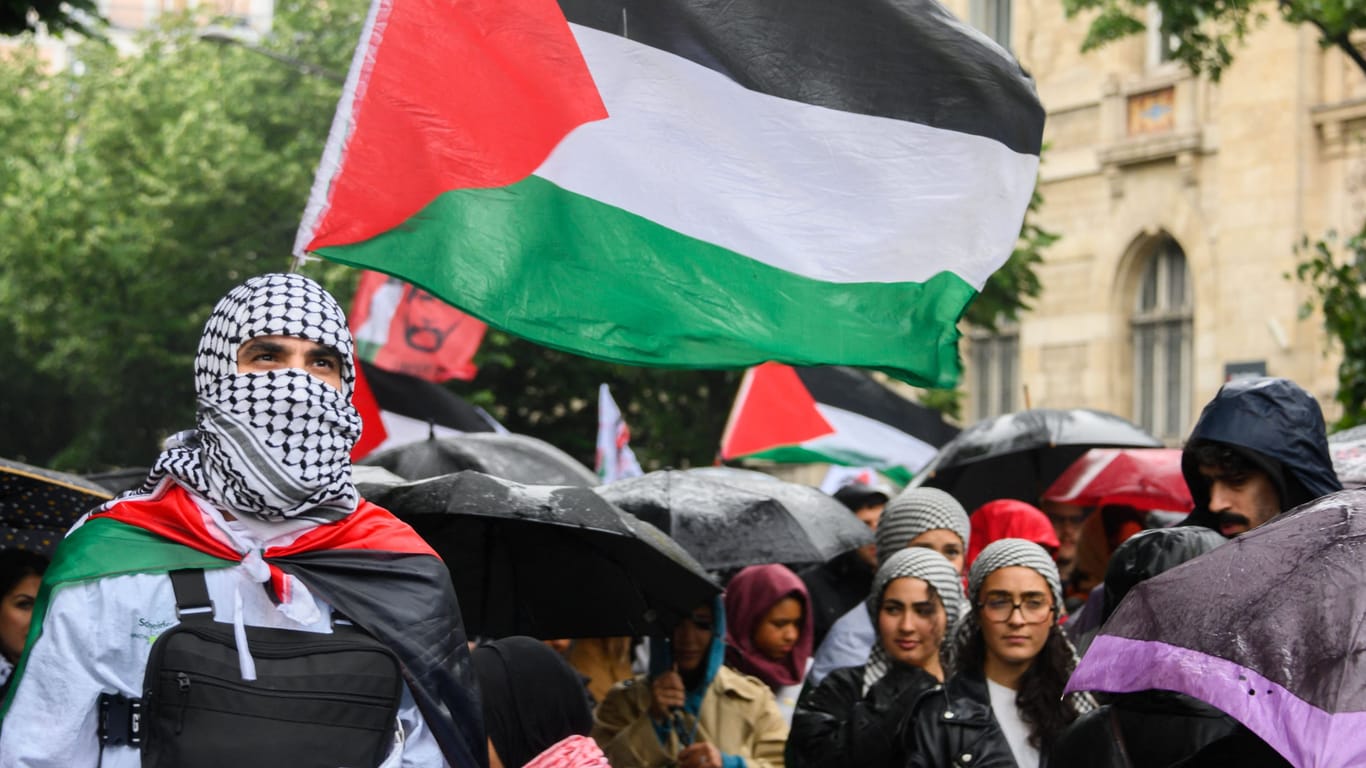 Pro-Palästina-Proteste in Paris (Symbolbild): Besonders das Linksbündnis fährt einen propalästinensischen Kurs.