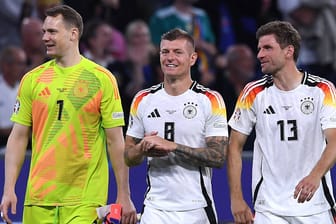 Manuel Neuer, Toni Kroos und Thomas Müller (v.l.n.r.): Für sie könnte die Heim-EM der letzte Auftritt im DFB-Trikot gewesen sein.