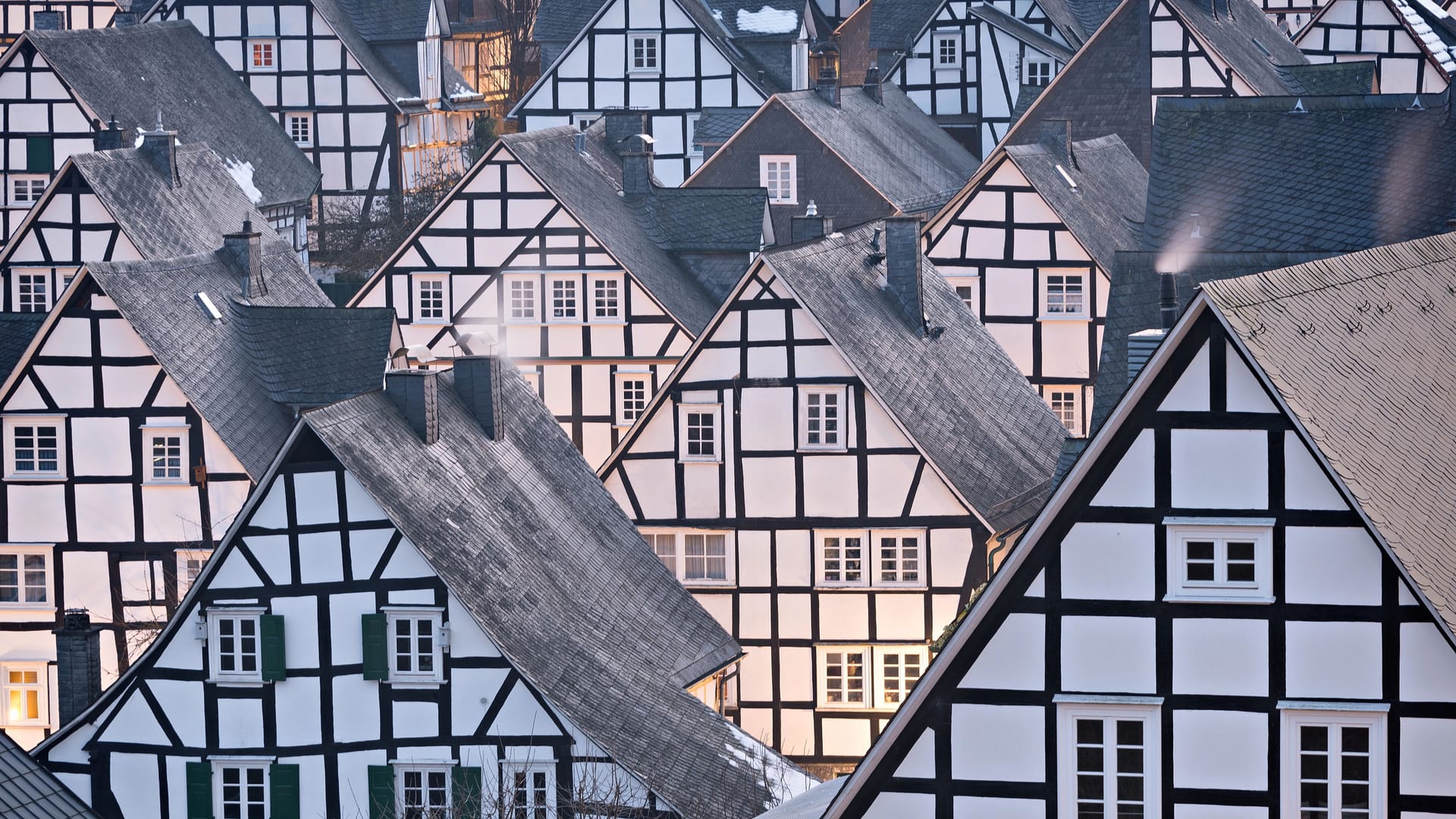 Half-timbered houses in detail in Germany