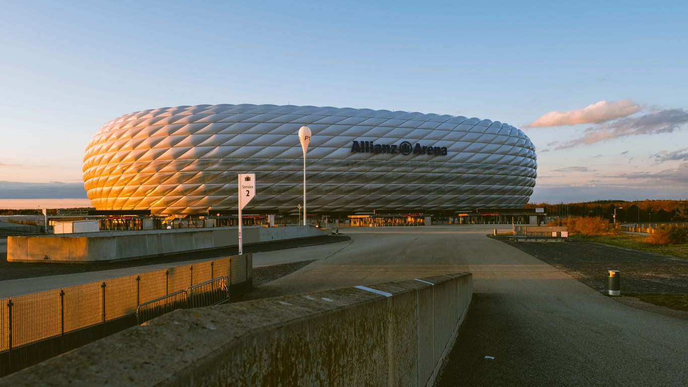 Allianz Arena at sunset.