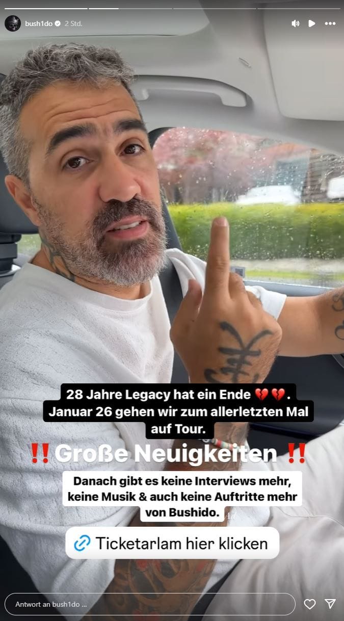 Bushido verkündet auf Instagram sein Karriere-Aus.