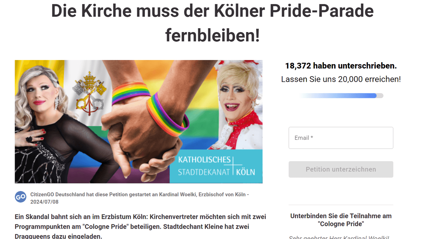 Screenshoot der Petition. Die Ersteller sprechen von einem "Skandal"