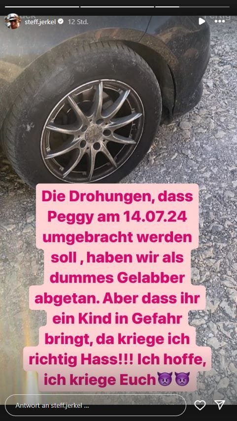 Steff Jerkel berichtet auf Instagram von Morddrohungen.