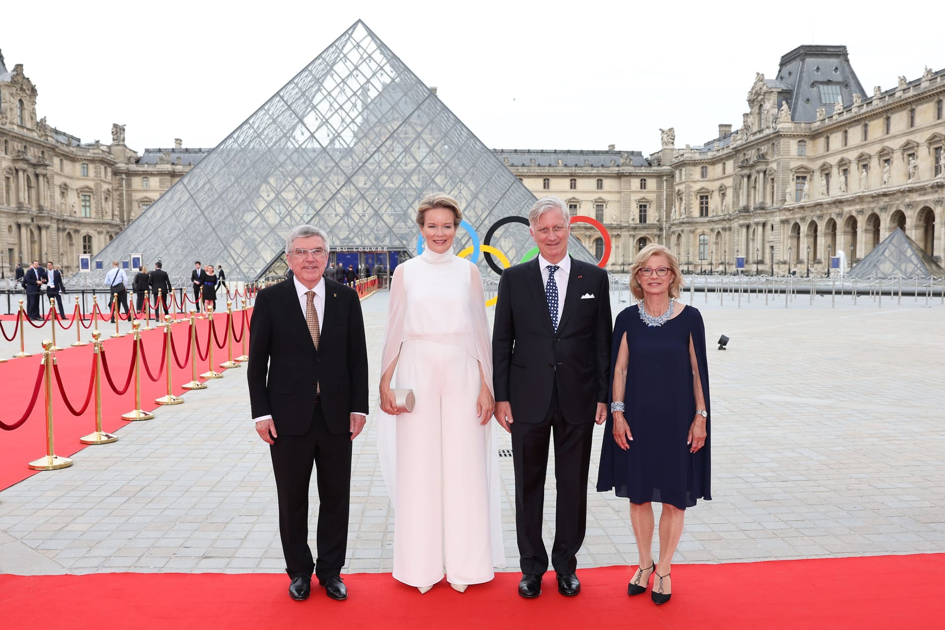 Thomas Bach, Königin Mathilde, König Philippe und Claudia Bach.