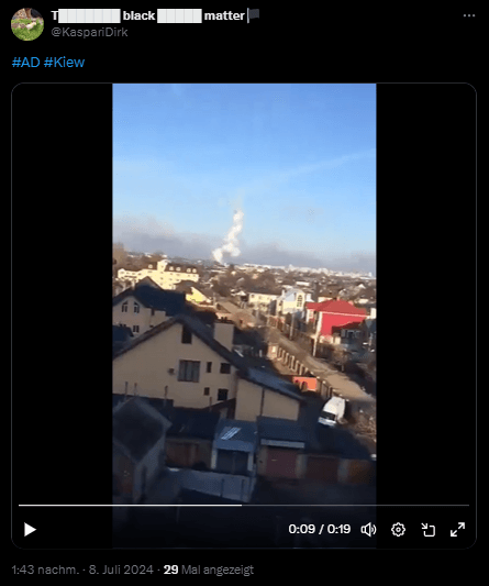Altes Video: Die Bilder einer Rakete, die mit Fehlfunktion abstürzt, sind älter und stammen nicht aus Kiew.