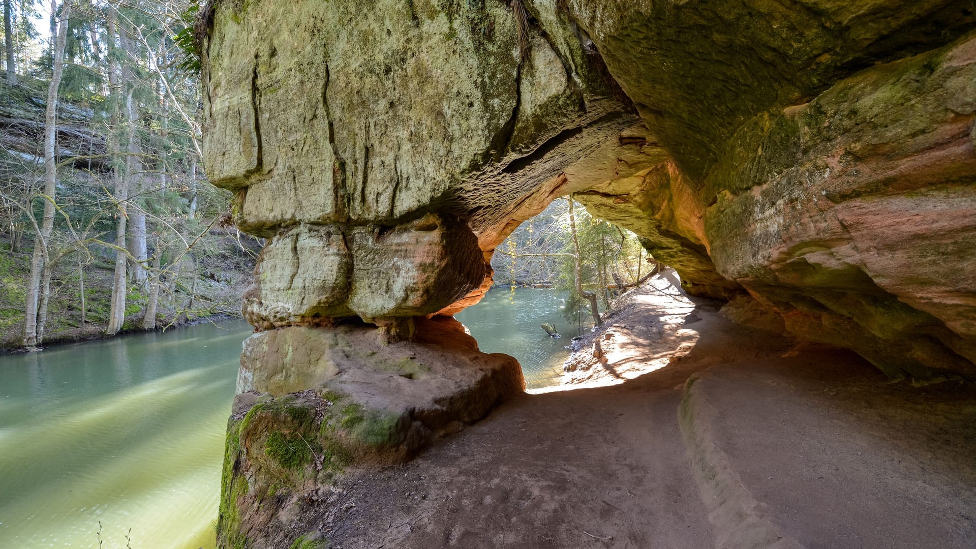Archway through the rock in the ravine Schwarzachklamm