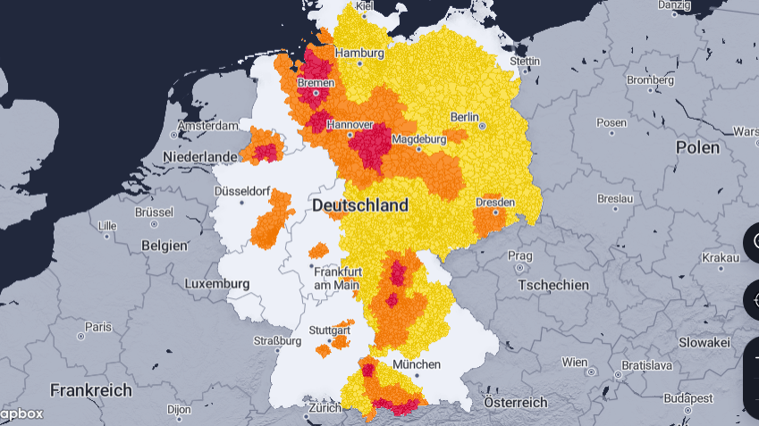 Die t-online-Unwetterkarte: An einigen Orten in Deutschland soll es am Sonntag knallen.