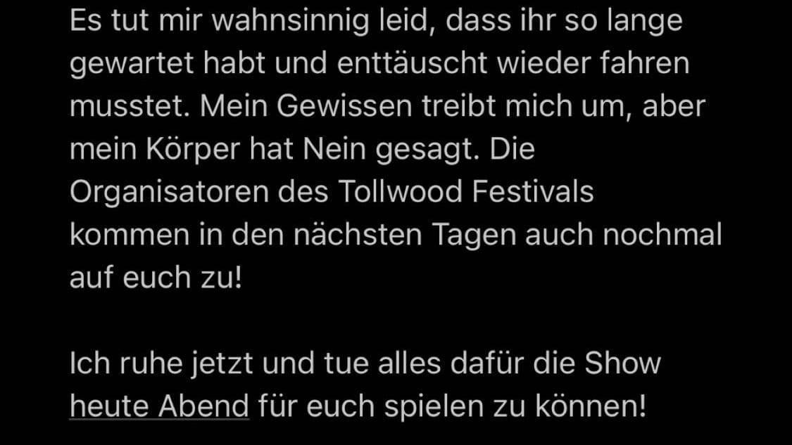 In einer weiteren Story entschuldigt sich Lena Meyer-Landrut bei ihren Fans für den Konzertausfall.