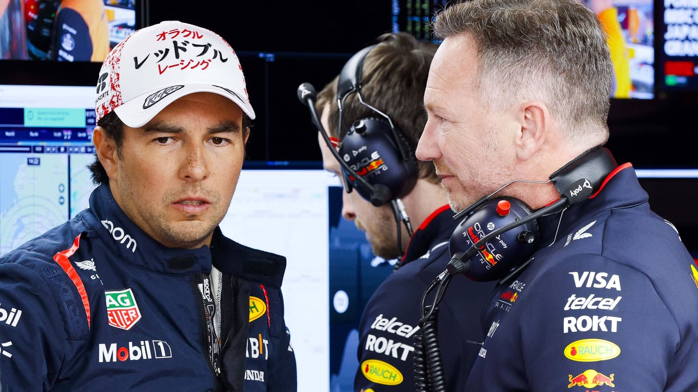 Pérez (li.) und Red-Bull-Teamchef Horner: "Das weiß er selbst."