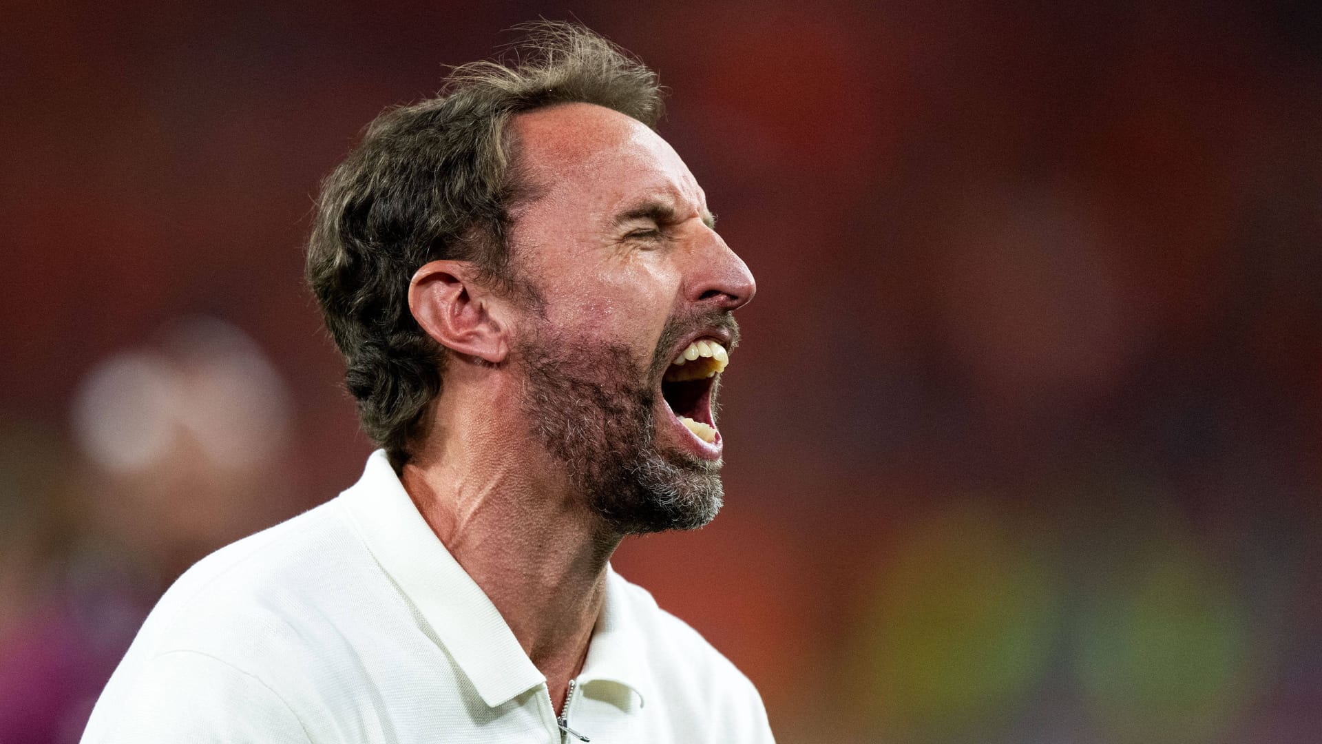 Gareth Southgate brüllt seine Freude heraus: Der englische Nationaltrainer steht mit seiner Mannschaft im EM-Finale.