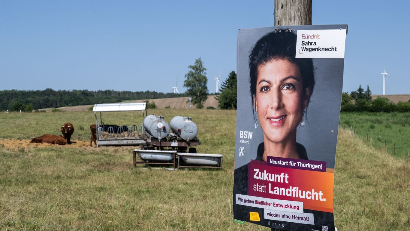 Vor der Landtagswahl in Thüringen - Wahlplakat von BSW