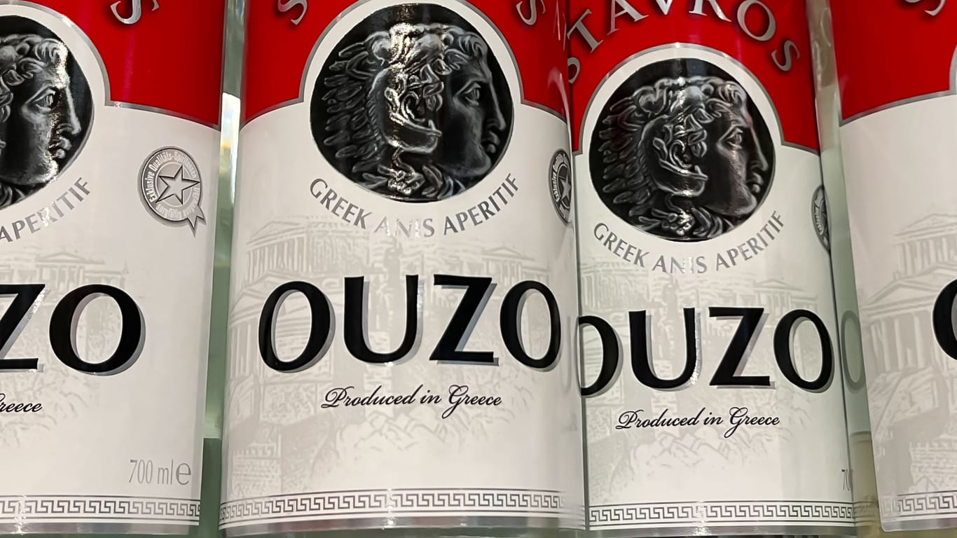 Stavros Ouzo Greek Anise Aperitif Bottle in a Beverage Store