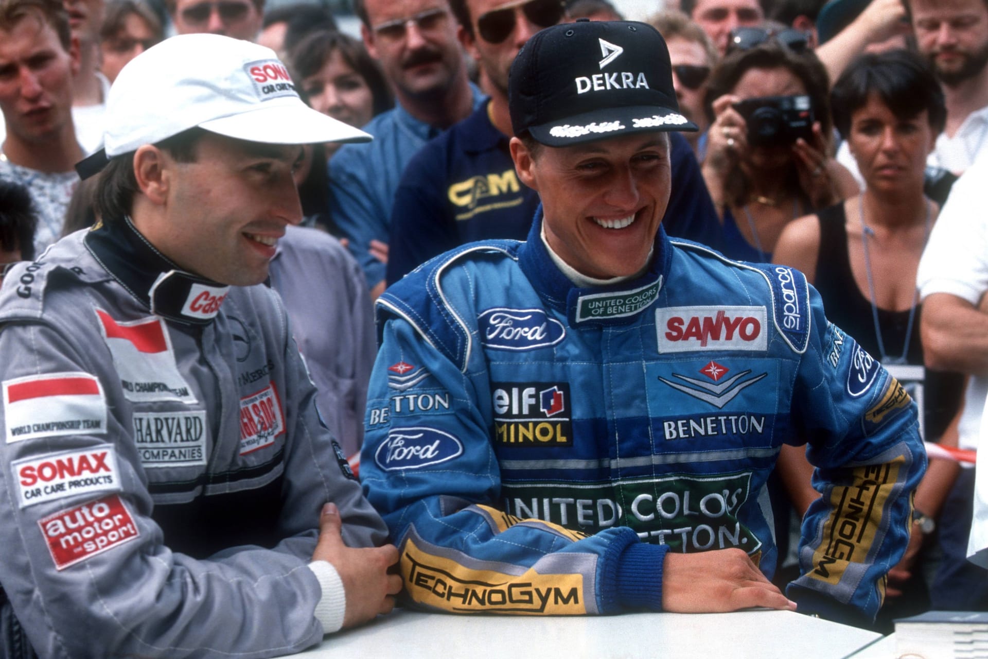 Heinz-Harald Frentzen und Michael Schumacher Mitte der Neunzigerjahre