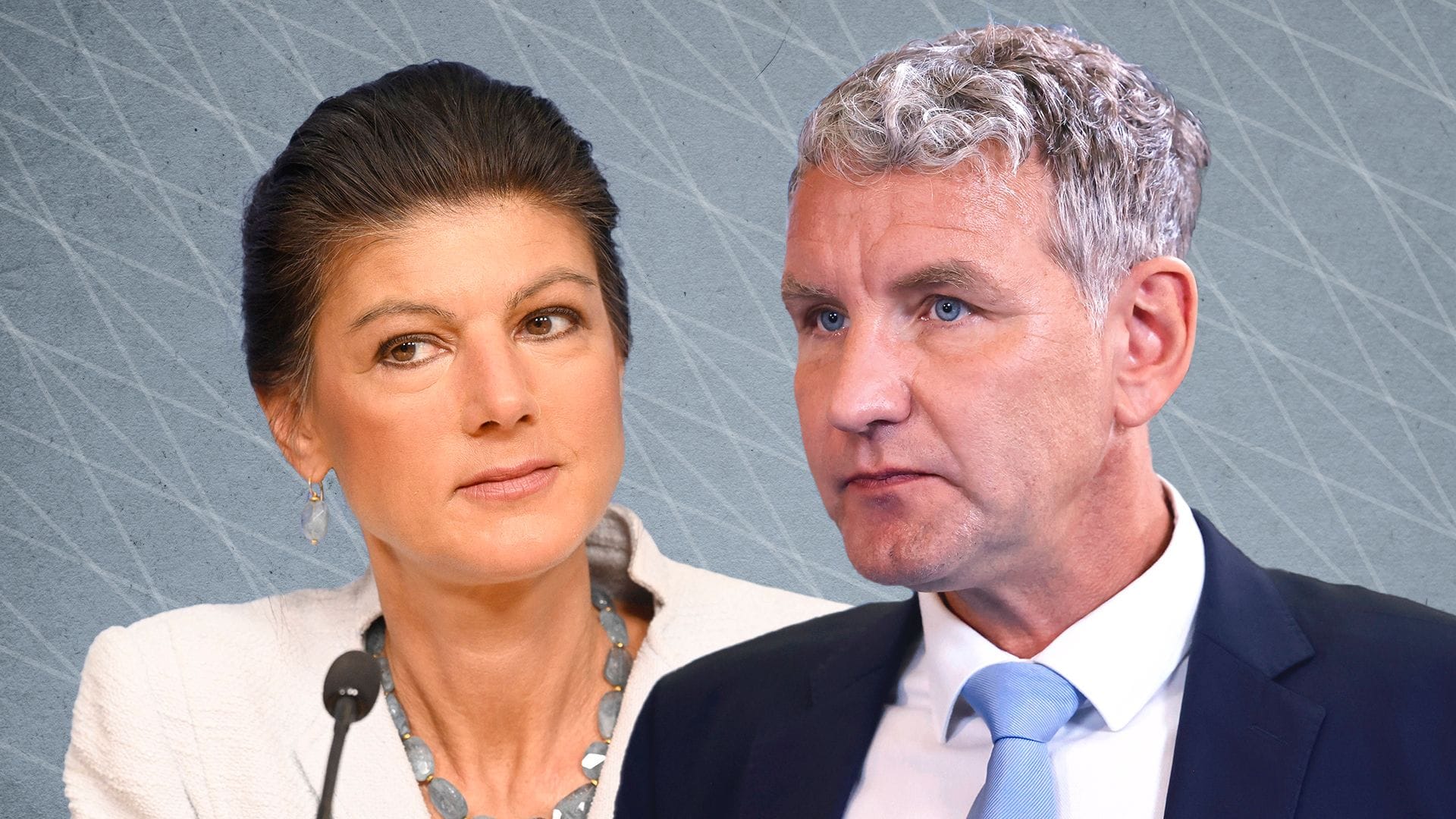 Björn Höcke und Sahra Wagenknecht: Ihre guten Umfrageergebnisse in Thüringen und Sachsen werden auch von ausländischen Medien aufmerksam verfolgt.