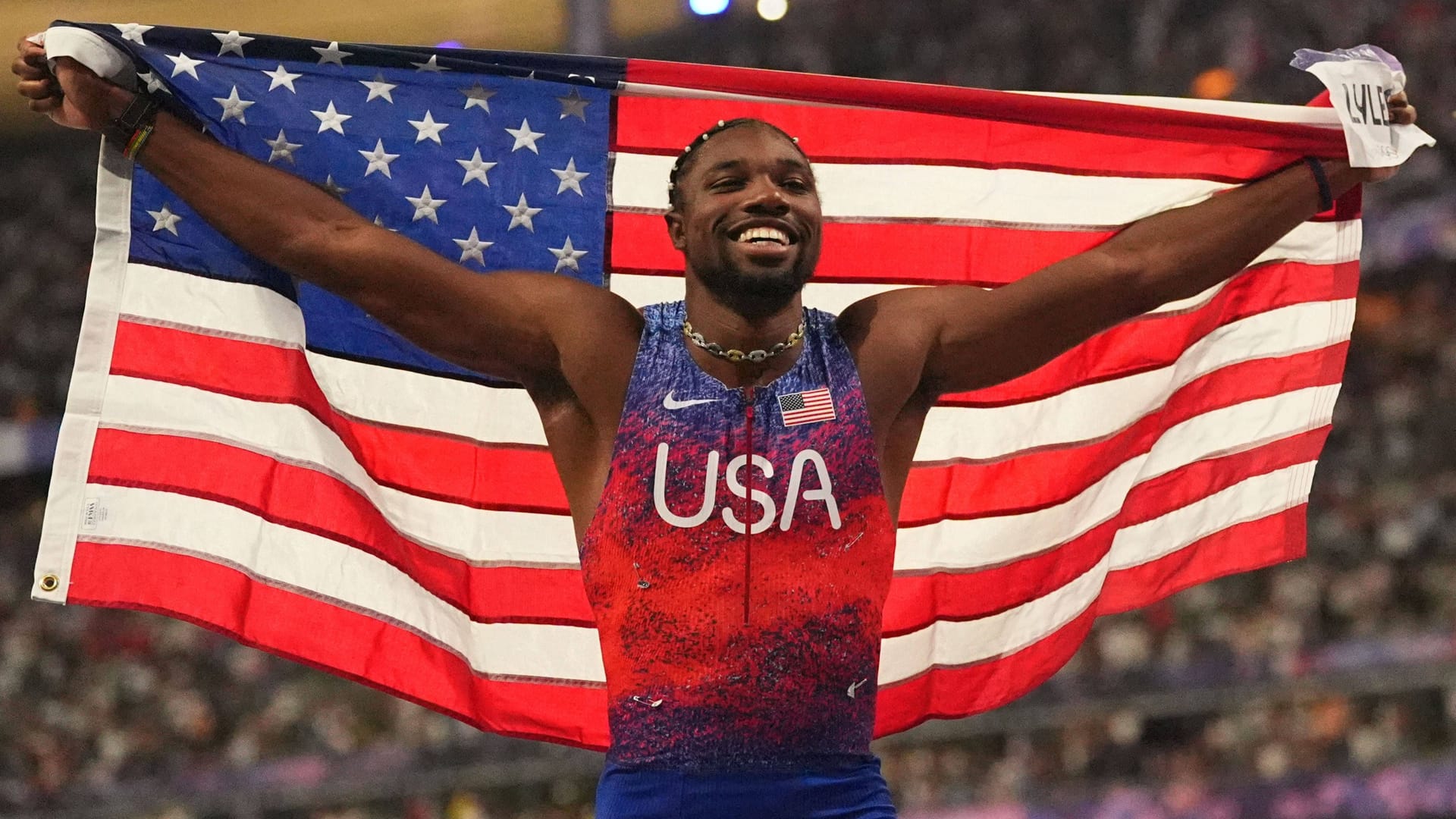 Schnellster Mann der Welt: Noah Lyles feiert seinen Triumph um Finale über 100 Meter.