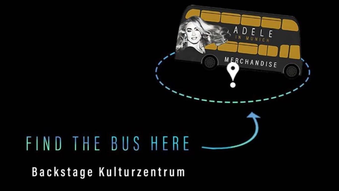 Wer Adele-Merchandise will, der findet den Bus mit den Fan-Artiklen beim Backstage Kulturzentrum.