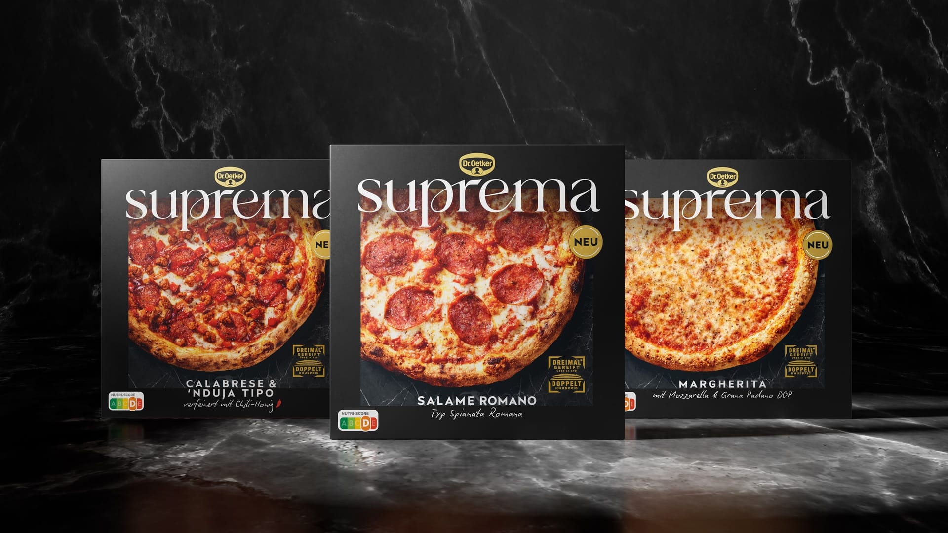 Neu sind augenscheinlich der Name (suprema) und das Design der Pizzakartons.