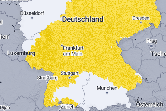 Wetterwarnkarte für Deutschland: Hier wird es heiß.