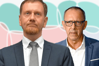 Michael Kretschmer (links, CDU) und Jörg Urban (rechts, AfD): Beide stellen sich an diesem Sonntag zur Wahl.