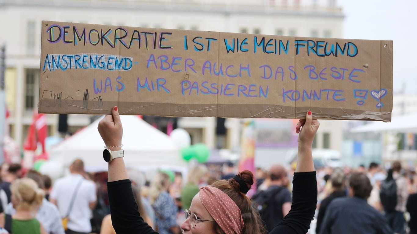 Demonstration gegen Rechts vor der Landtagswahl in Sachsen