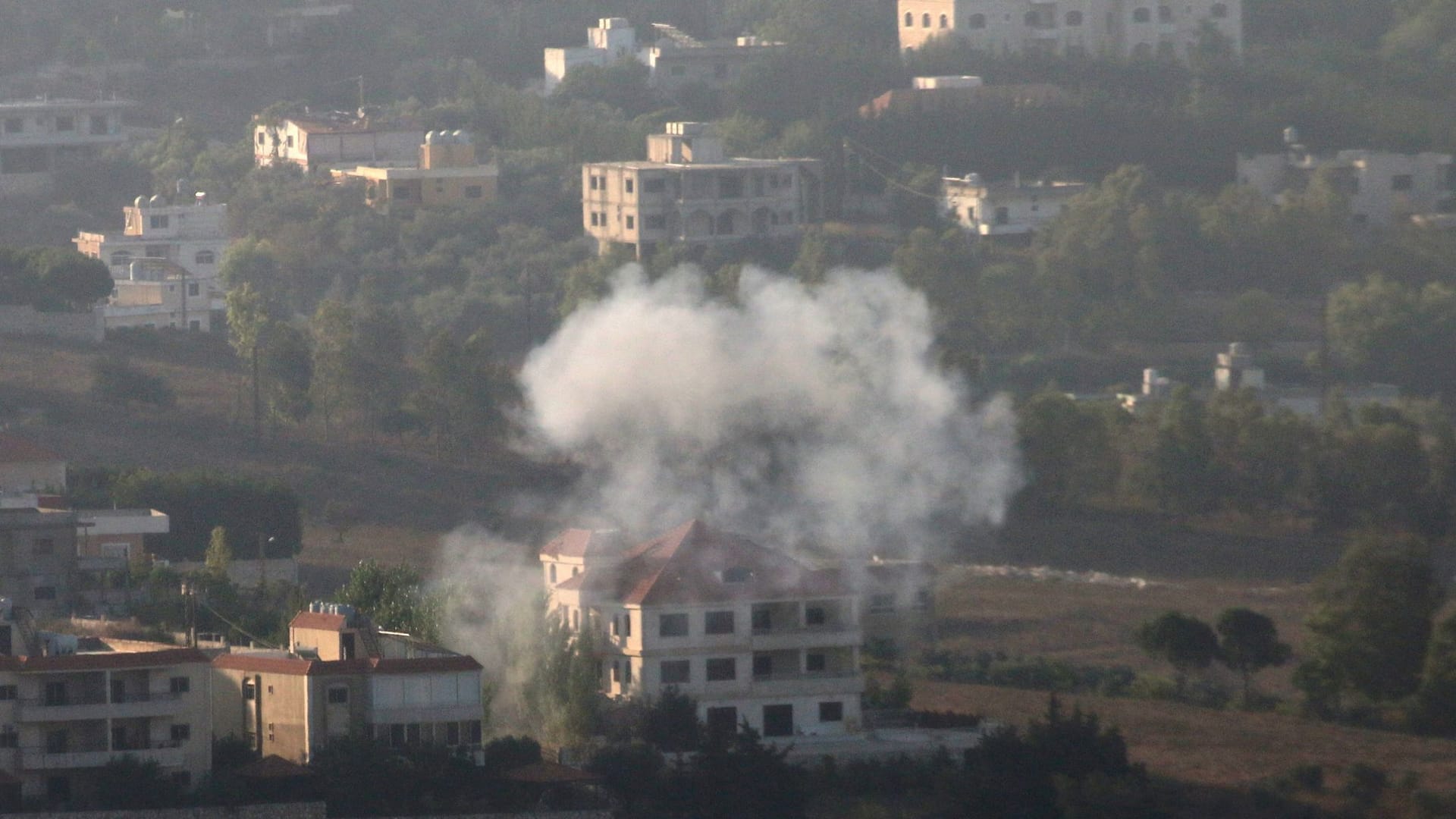 Smoke rises from the southern Lebanese town of Khiam