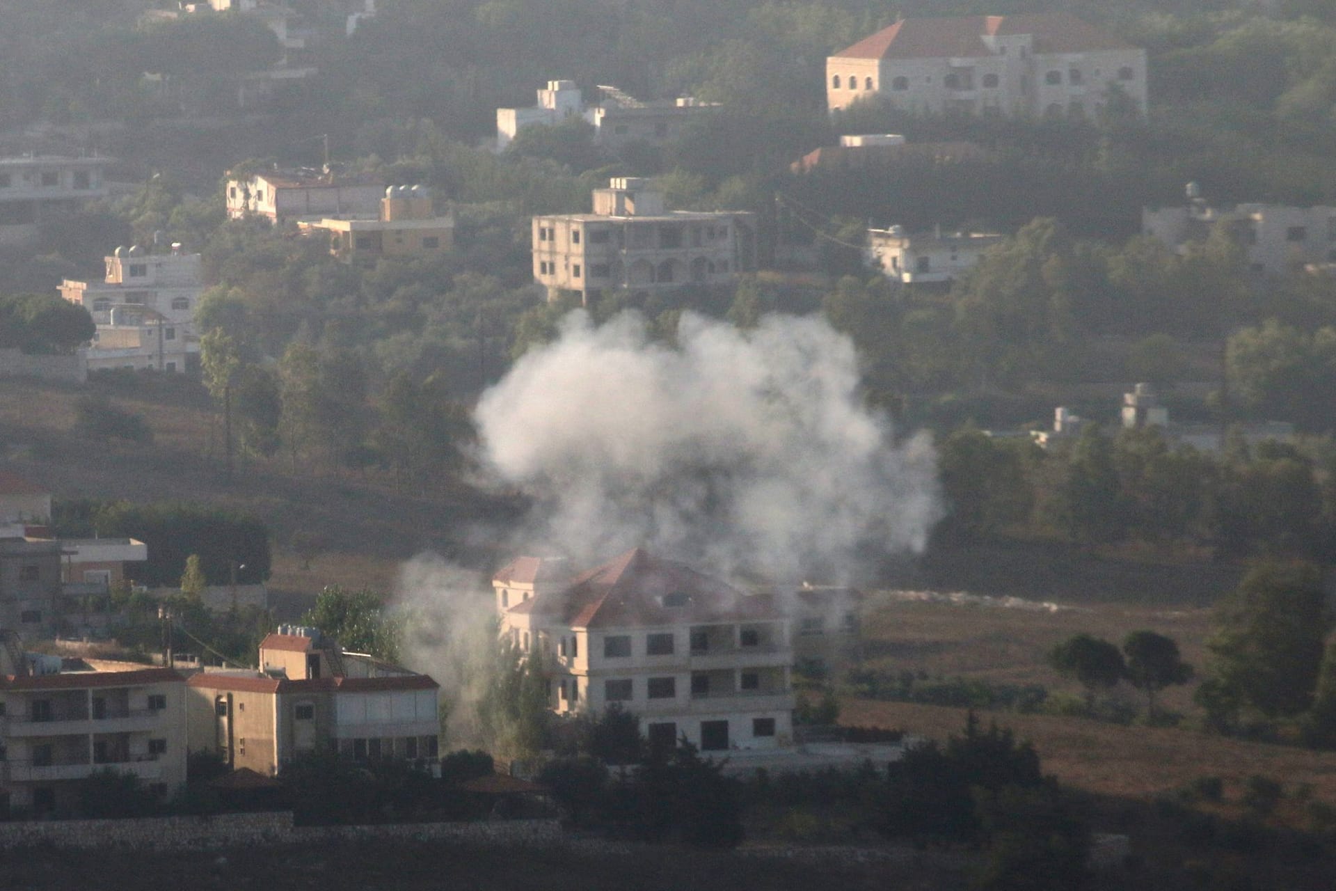 Smoke rises from the southern Lebanese town of Khiam