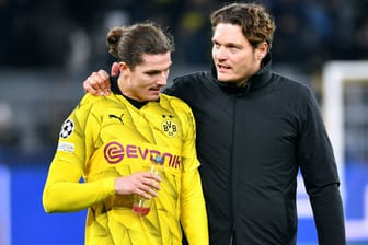 Marcel Sabitzer (l.) mit Edin Terzić: Zusammen erreichten sie das Champions-League-Finale.