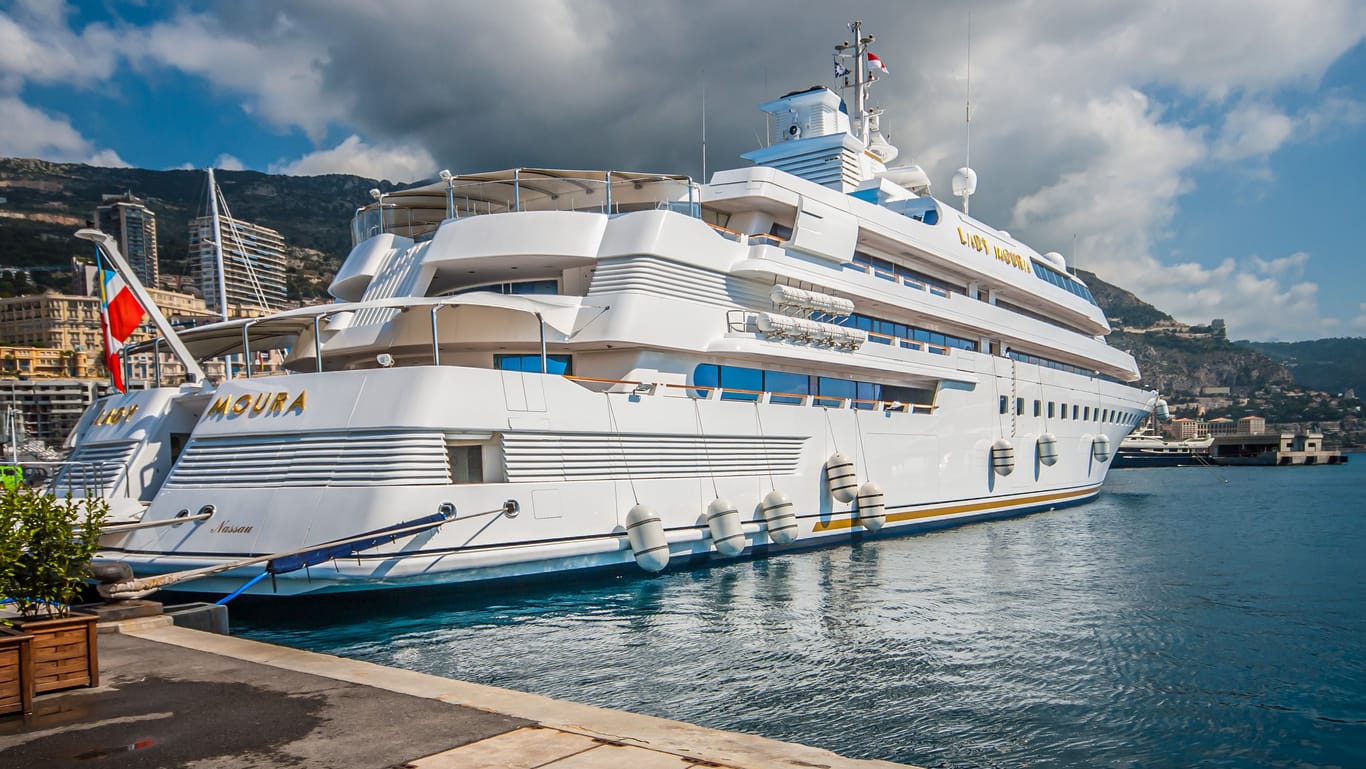 Monaco, Monaco - July 09 2008: Motor Yacht Lady Moura anchored in Monaco harbour.