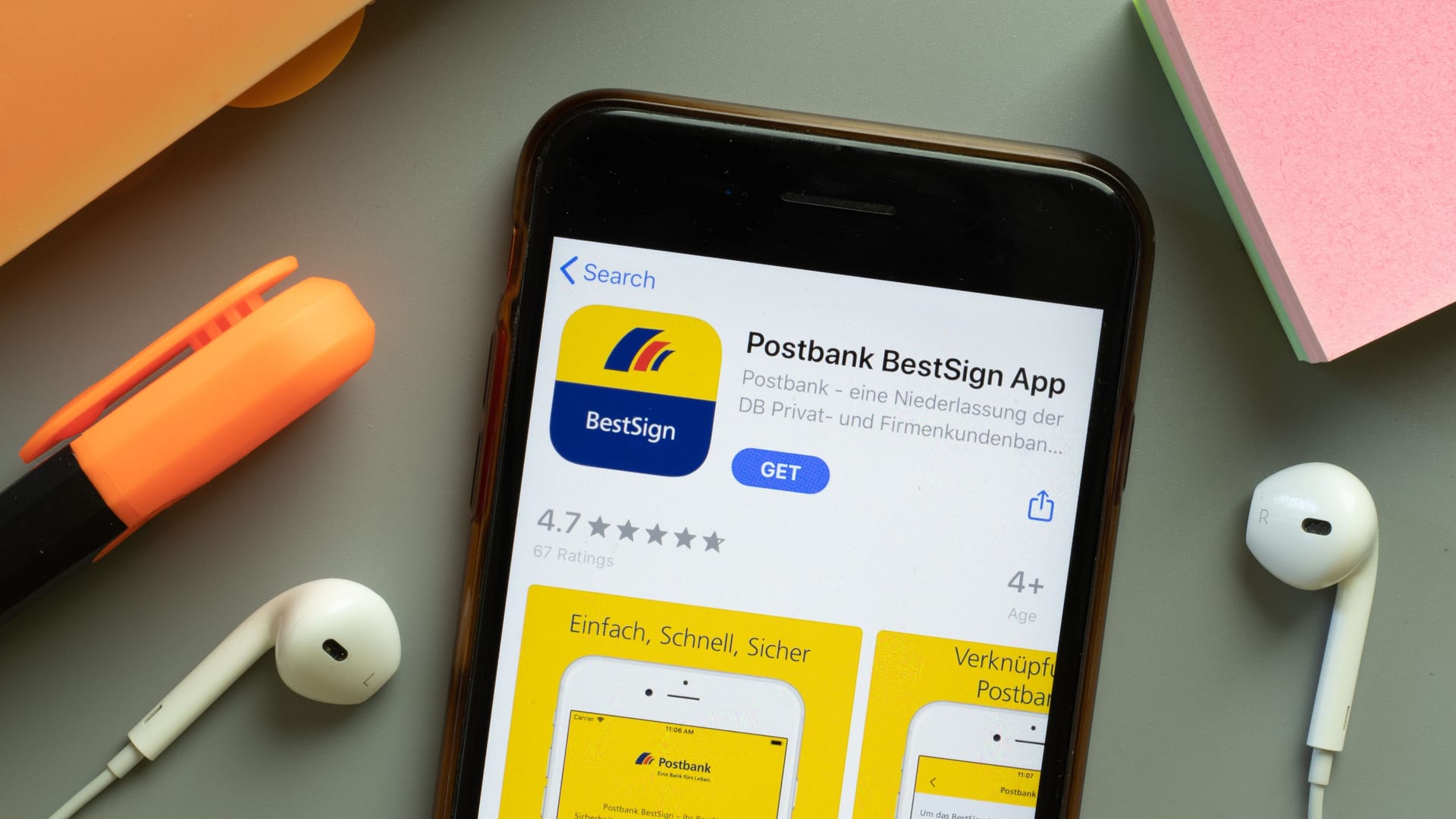 New York, United States - 7 November 2020: Postbank BestSign app store logo on phone screen, Illustrative Editorial