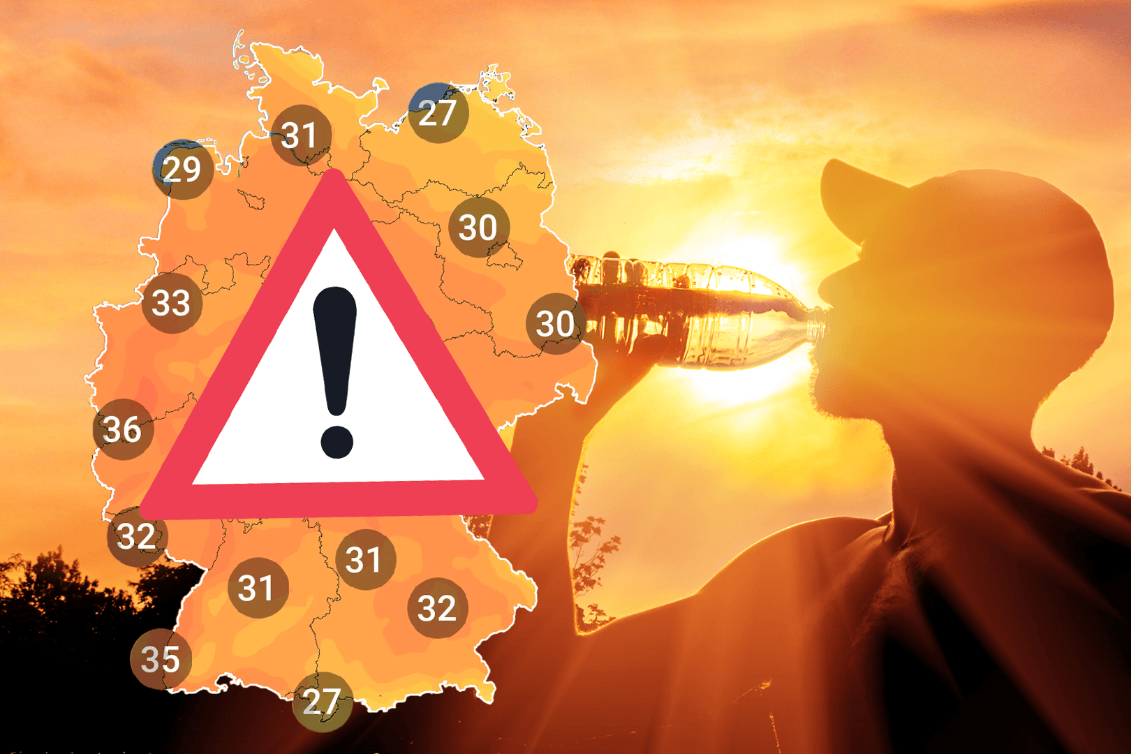 Wetterkarten zeigen, wo es besonders heiß wird.