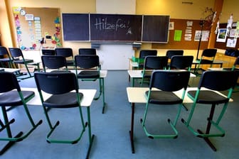 Leerer Klassenraum in einer Schule: Viele Unterrichtsräume heizen sich bei Hitze schnell auf, sagt der Landesschülerrat.